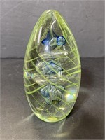 Spiral twist glass egg paperweight