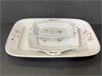 Antique Anthony Shaw ironstone platter trio