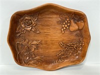 Vintage carved wood tray