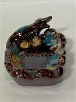 Vintage Florida alligator pottery ashtray