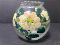 Painted round glass vase
