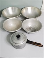 Wear Ever Aluminum Bowls & Small Pan w/Lid