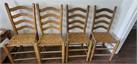 Set of 4 Ladder Back woven Seat Chairs