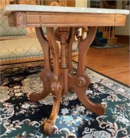 Marble Top Walnut Table