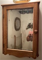 Oak Medicine Cabinet w/ Beveled Mirror