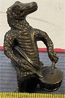 3' Brass Alligator Playing the Drums