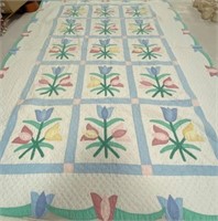 Twin Size Pastel Quilts w/ Tulips