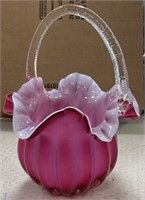 8 1/2" Cranberry Opalescent Fluted Vase