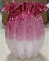 8" Cranberry Fluted Vase