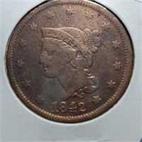 1842 Braided Hair Large Cent