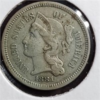 1881 Three Cent Nickel