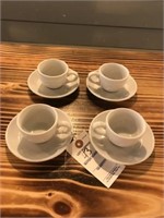 Set of 4 Espresso Cups & Saucers