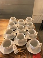 (11) Large Cappuccino Cups & Saucers
