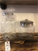 Glass Beverage Dispenser & Cookie Jar