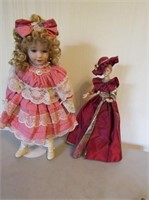 Pair Porcelain Dolls With Stands