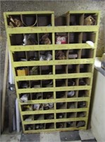 Metal & Wood Shelf Unit & Contents