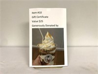 $25 Gift Certificate  for BJ's Dairy Bar