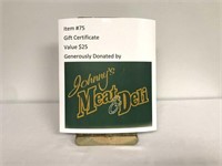 Johnny's Meat & Deli $25 Gift Certificate
