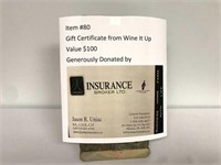 $100 Gift Card for Wine It Up