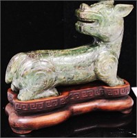 CHINES JADE CARVED FIGURE ON STAND