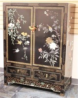 CHINESE PAINTED LACQUERED VINTAGE CABINET