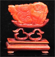 CHINESE JADE PENDANT W/STAND, 19TH C.