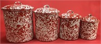 Graniteware Red & White Canister Set