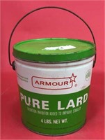 Armour Pure Lard Tin Pail With Handle Advertising