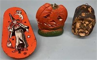 Halloween Witches Head, Chalk Pumpkin & Noisemaker