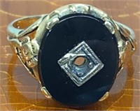 Ladies 10K Black Onyx Ring