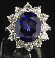 14kt Gold 10.70 ct Sapphire & Diamond Ring