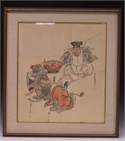 CHINESE VINTAGE WATERCOLOR, FRAMED