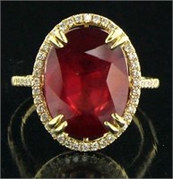 14kt Gold 9.65 ct Ruby & Diamond Ring