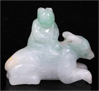 CHINESE CARVED JADE FIGURE OF OX
