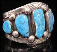 NATIVE AMERICAN SILVER & TURQUOISE BRACELET