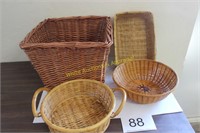 Vintage Wicker Bakets -  Group of (4)