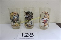 Coca Cola Glasses - Group of (3) Norman Rockwell