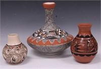 NATIVE AMERICAN PAINTED VASES, LOT OF (3) ACOMA