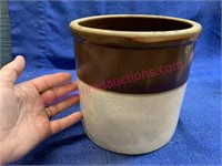 Antique 1-gallon stone crock (brown-white)