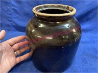 Antique 1-gallon stoneware jar (brown)