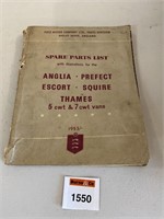 1953/- Ford Spare Parts List for Anglia, Prefect,