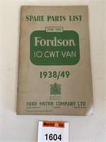 1938/49 Spare Parts List - Fordson 10 CWT van
