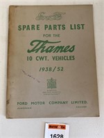 1938/52 Ford Spare Parts List For The Thames