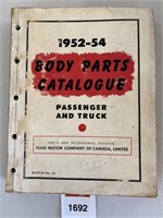 1952-54 Ford Body Parts Catalogue Passenger And