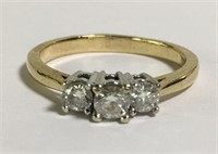 14k Gold Ring With Three Diamonds