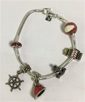 Italy Sterling Silver Bracelet With Charms