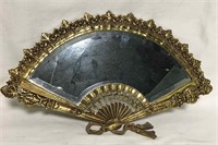 Brass And Beveled Glass Fan Mirror