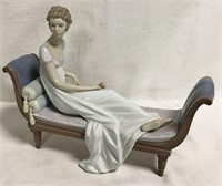 Lladro Porcelain Figurine, Woman On Settee