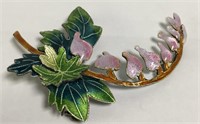Sterling Silver And Enameled Broche