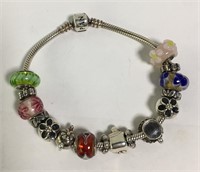 Sterling Silver Pandora Bracelet With Charms